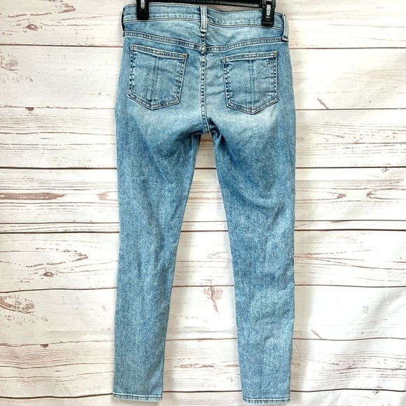 Rag & Bone Double Wash Light Distressed Skinny Ankle Jeans - Picture 7 of 10